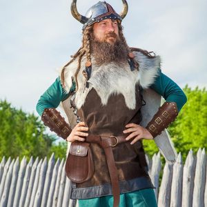 Medieval Leather Belt Arm Bracers Fanny Pack Pouch Costume Accessory Brown 14 Years Up - Product Image 6