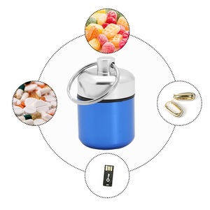 waterproof mini small keychain pill case box holder metal pill box capsule key chain waterproof aluminum pill box organizers