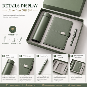 Coffret cadeau professionnel : thermos isotherme, carnet en cuir et stylo, cadeau d'affaires pour les collègues - Product Image 4