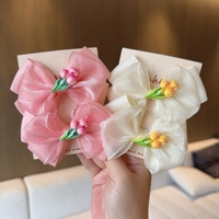 Accessoires pour cheveux de filles, best-seller, nœud en tissu fait main en forme de tulipe, pince à cheveux pour enfants, style japonais et coréen, mignon petit nœud en maille pour petite princesse