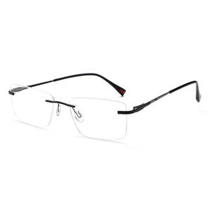 Monturas de gafas sin montura Grey Jack, montura mediana de aleación metálica, gafas ópticas de negocios para hombre con bordes biselados para uso con miopía - Product Image 5