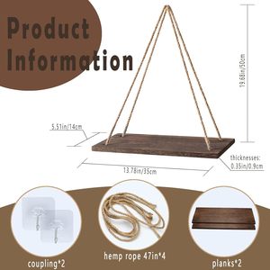 Estantes Colgantes Ajustables <span class=keywords><strong>de</strong></span> <span class=keywords><strong>Madera</strong></span> <span class=keywords><strong>de</strong></span> 2 Niveles, Color Marrón Oscuro, para Montar en la Pared, para Sala <span class=keywords><strong>de</strong></span> Estar, Cocina, Balcón, Soporte para Macetas - Product Image 3