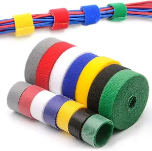 Self-fastening Cable Ties Management Reusable Strong Nylon Wire Ties Cord Straps Wraps Cut Any Length Double-Side Hook and Loop