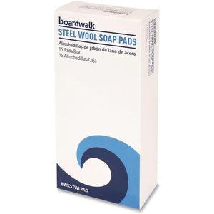 Almohadillas de jabón de lana de acero azul Boardwalk 96130-M-BWK de 3 pulgadas X 2.5 pulgadas 12 Cajas/Cartón - Product Image 3
