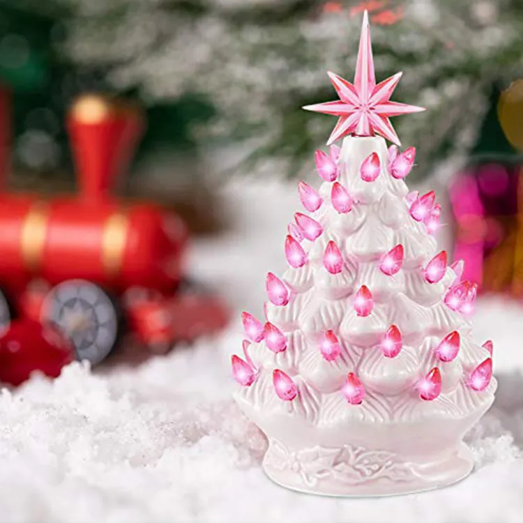 ורוד כוכב טופר 9 "ורוד קרמיקה עץ חג המולד הטוב ביותר חג המולד קישוט