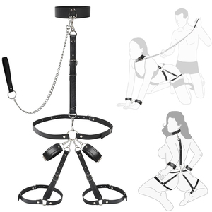 Ensemble de Contrainte avec Menottes Inversées et Sangles de Liaison Fessier-Jambe, Jouets d'Assistance Sexuelle pour l'Entraînement des Esclaves - Product Image 5