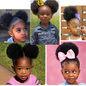 Vente en gros Perruque africaine pour enfants de 4 pouces Chignon de <span class=keywords><strong>cheveux</strong></span> pour enfants en soie mate africaine moelleuse en stock - Product Image 4