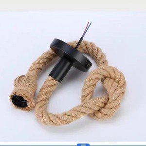 Base de lampe en aluminium avec cordon en corde de chanvre E27, <span class=keywords><strong>suspension</strong></span>, <span class=keywords><strong>abat</strong></span>-<span class=keywords><strong>jour</strong></span>, luminaire, accessoires <span class=keywords><strong>pour</strong></span> ampoule LED, plaque de plafond, <span class=keywords><strong>fil</strong></span> 220V - Product Image 4