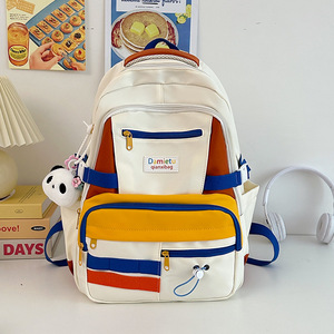 <span class=keywords><strong>Cartable</strong></span> de couleur contrastée à la mode pour les collégiennes avec accessoires pendentif <span class=keywords><strong>panda</strong></span> sac à dos de voyage de grande capacité - Product Image 5