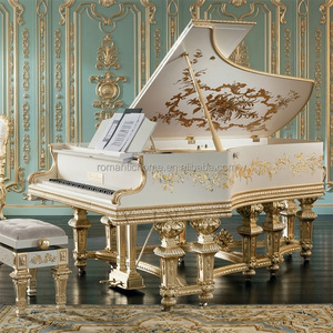 Luxury Royal Ivory Grand Piano Turkish Classical <b>Gold</b> Leaf Hand <b>Painted</b> with Stool for Villa Concert Hall Features Breathtaking - Product Image 1