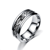 Bagues de doigt minimaliste en acier inoxydable de 8mm à motif de Dragon pour femmes et hommes, nouvelle tendance