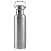Botol Air Stainless Steel Dinding Ganda Ramah Lingkungan Desain Klasik dengan Pegangan, Tutup Bambu, dan Sedotan, Grosir Kustom