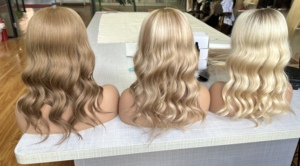 Cheveux vierges bruts, nœuds simples noués à la main pour perruque Lace Top Lace Front, Brunette, Blond chaud, Balayage, pour femmes - Product Image 6