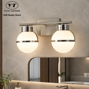 Modern Indoor Decorative Wall <b>Light</b> Stainless Steel Color Glass Double Globe Wall Mounted E27 For Home Hotel Use - Product Image 1