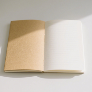Cuadernos de encuadernación de mucílago con logotipo personalizado, materiales ecológicos, cubierta clásica de papel Kraft con hojas interiores lisas beige - Product Image 2