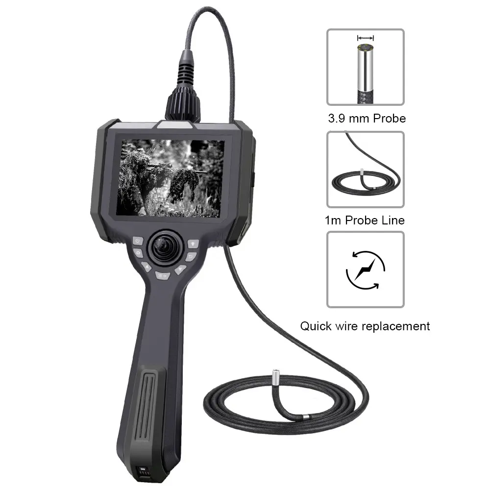 Customized Remote Visual Inspection system, optical fiber 360 articulation IR borescope camera, 4mm IP67 HD WIFI videoscope