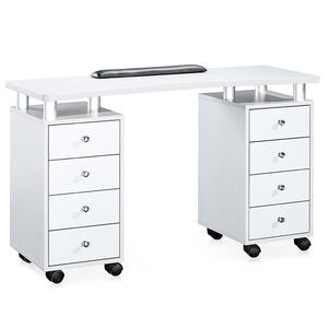 Modern Minimalist Nail Salon <b>Workstation</b> White Solid Wood 4 Drawer Mobile Storage Office Desk - Product Image 2