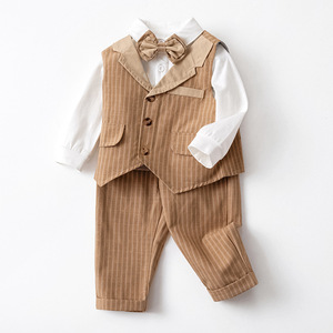 Nouvelle Arrivée Costume de Cérémonie Garçon Style Gentleman pour Mariage et Cérémonie, Ensemble 3 Pièces : Blouse à Manches Longues, <span class=keywords><strong>Gilet</strong></span> et Pantalon - Product Image 6