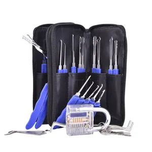 24Pcs Logam Lengkap Memilih Starter Kit, locksmith Pelatihan Alat dan Memotong-Away Lock Packing Set Alat Tukang Kunci