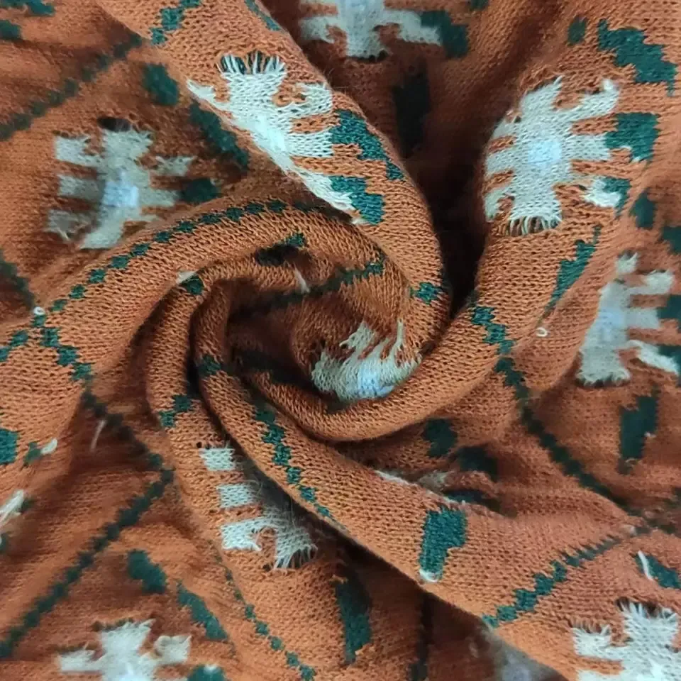 Tessuto in maglia Jacquard in poliestere trapuntato traspirante arancione verde personalizzato di qualità Premium per i vestiti