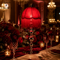 Lampe de table LED rechargeable ANNIELU bordeaux dorée, idéale pour centre de table de mariage, événements et banquets