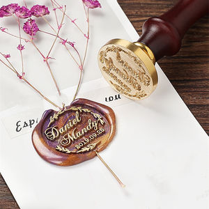 Sceau à cire personnalisable avec poignée en bois, pour cacheter des perles et faire un sceau à <span class=keywords><strong>la</strong></span> main, sur mesure, ensemble de sceau - Product Image 4