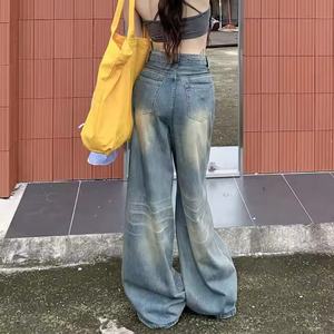 Jeans OEM de Algodón Personalizados de Tiro Bajo, Estilo Urbano Holgado, Vaqueros Retro Vintage Lavados para Chicas - Product Image 6