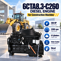 Moteur diesel SCDC Cums 6CTA8.3-C260 260HP 4 temps à lubrification forcée pour remplacement de chargeuse de machines de construction