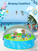 Piscine portable en PVC de 47 pouces et tente de plage pour jeux aquatiques en extérieur avec auvent, écologique et durable pour enfants et adultes