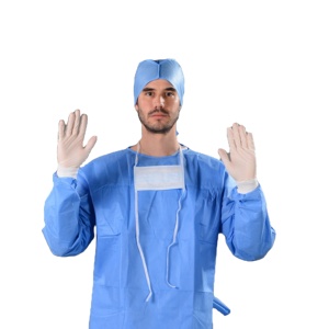 Panas! Perlengkapan Medis Gaun Bedah Steril Sekali Pakai SMS Gaun Nonwoven untuk Penggunaan APD - Product Image 4