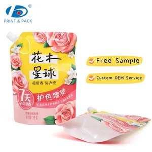 Tùy chỉnh doypack đứng lên nhựa Pouch Trắng Spout chất lỏng chất tẩy rửa bao bì túi mỹ phẩm Spout Pouch cho làm sạch đại lý