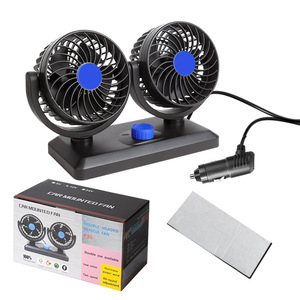 พัดลมติดรถยนต์แบบหมุนได้สองหัว ขนาดเล็ก 12V 24V แรงลมสูง ทำงานเงียบ สำหรับใช้กับรถบรรทุกและยานพาหนะ - Product Image 1
