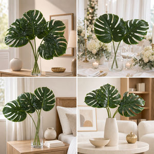 Tallos de Hojas de Monstera Artificiales de Tacto Real, Vegetación Tropical <span class=keywords><strong>Artificial</strong></span> para Decoración de Bodas, Hogar, Hotel y Fiestas - Product Image 4