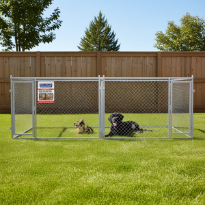 Cage pour chien extra large, grise, en acier galvanisé, portes en acier, enclos pour animaux de compagnie d'intérieur, forme rectangulaire, style simple - Product Image 2