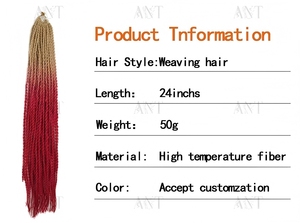 <span class=keywords><strong>Trecce</strong></span> Senegalesi Ombre di Alta Qualità, Capelli per Intrecciare a Uncinetto, <span class=keywords><strong>2</strong></span> Fili, Colore Personalizzabile per Tutte le Occasioni - Product Image 3