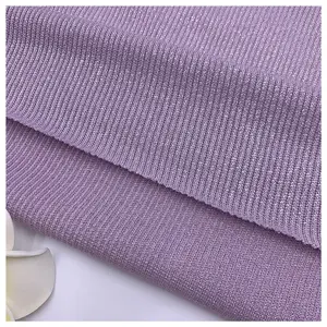 China Supplier Polyester Spandex Shiny Metallic Foil Knit Jacquard Rib fabric for Sweater