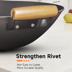 <span class=keywords><strong>Wok</strong></span> de cuisson <span class=keywords><strong>en</strong></span> <span class=keywords><strong>fonte</strong></span> de qualité supérieure, sans revêtement, avec poignée <span class=keywords><strong>en</strong></span> bois, écologique, capacité 3-5L, pour la cuisine et la friture - Product Image 6