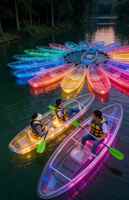 Kayak Transparente para 2 Personas con Luces LED para Paseo Nocturno en Resort, Bote de Cristal