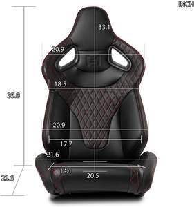 Jiabeir Universel Nouveau Siège de Course Recaro en Cuir PVC Noir avec Coutures Rouges et Double Glissière JBR1093 - Product Image 2