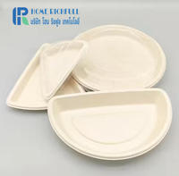 Plateau de cuisson pour pizza en bagasse écologique, jetable et biodégradable, 125/250 ml, avec fond à joint, forme triangulaire classique, pour fêtes et pique-niques