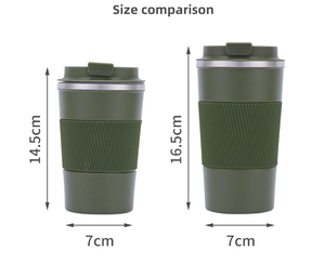 Vacuum Insulated Coffee Tumbler Food Grade 304 Stainless Steel <b>With</b> Textured Silicone Heat Proof Sleeve <b>Lid</b> Portable <b>Cup</b> - Product Image 2