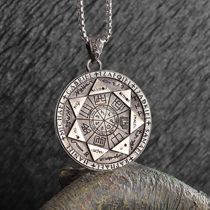 Collier Cercle Magique pour Hommes, Design Sept Anges, Chaîne à Maillons en Alliage Écologique Vintage, Bijoux Spirituels Européens pour Fêtes, Vente en Gros - Product Image 1