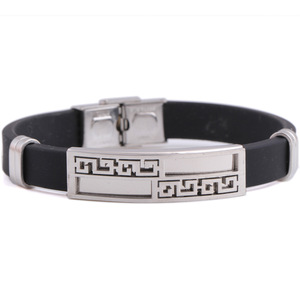 Pulsera Cruzada para Hombre de 10 mm de Ancho, Silicona y Acero de Titanio, Patrón de la Gran Muralla China, Estilo Hip Hop, Regalo de Joyería - Product Image 5