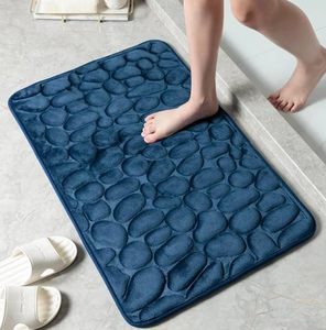 Fmt Máy làm sợi nhỏ Polyester tắm mat với đá cuội nổi mô hình rắn tấm chùi chân Bộ nhớ bọt pad cho phòng tắm sử dụng - Product Image 1