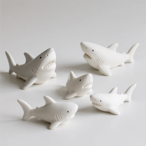 Custom Bisque Shark Figurine-Blank <strong>Clay</strong> <strong>Sculpture</strong> Ready to Paint Handmade Animal Art Project for Schools &amp; Home - Product Image 1
