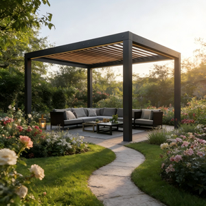 Pergola en aluminium motorisée <span class=keywords><strong>6x3</strong></span> m, pergola bioclimatique, pergola extérieure 7x4,5 avec lames orientables pour <span class=keywords><strong>abri</strong></span> <span class=keywords><strong>de</strong></span> <span class=keywords><strong>jardin</strong></span> en bois - Product Image 6
