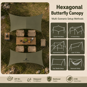 Auvent de <span class=keywords><strong>camping</strong></span> imperméable, bâche de protection solaire pour plage, pique-nique, <span class=keywords><strong>camping</strong></span> en voiture, <span class=keywords><strong>hamac</strong></span>, tente de soleil extérieure pour 6-8 personnes - Product Image 2