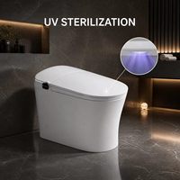 Toilette intelligente avec chasse d'eau automatique, bidet chauffant, télécommande, sans réservoir, sans bride, à sortie en S allongée