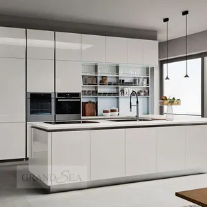 Muebles modulares de madera para cocina, armarios de cocina modernos, color negro, hechos a mano, diseño gratis, china