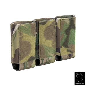 Pochette triple pour chargeurs Ghost Action 5.56, élastique, avec fermeture auto-agrippante, pour la chasse, style DOPE Ferro, pochette tactique triple pour chargeurs - Product Image 1